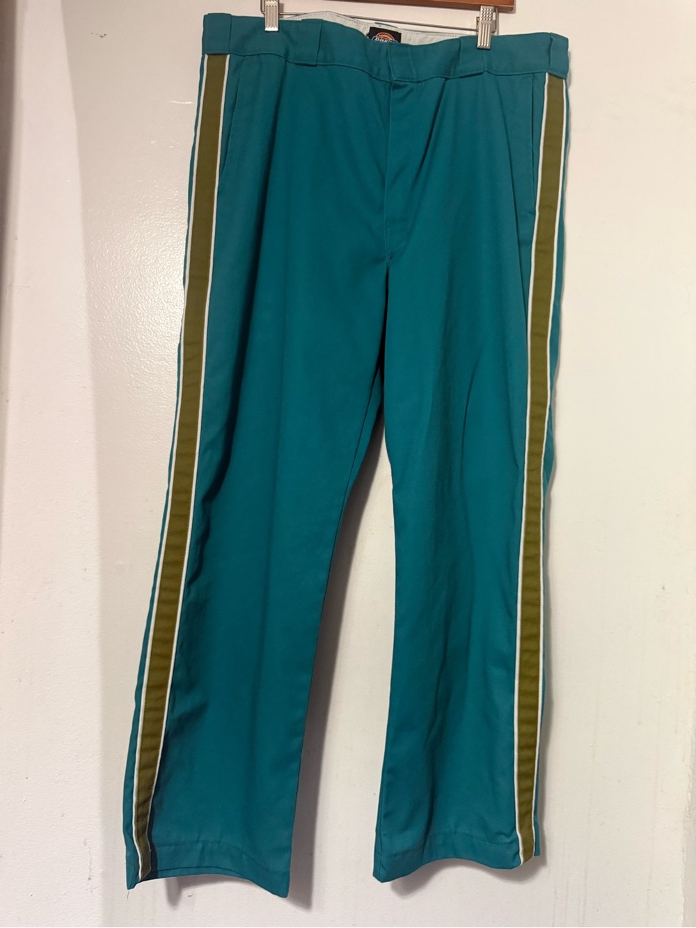 Supreme Teal Sweatpants with Olive Side Stripes